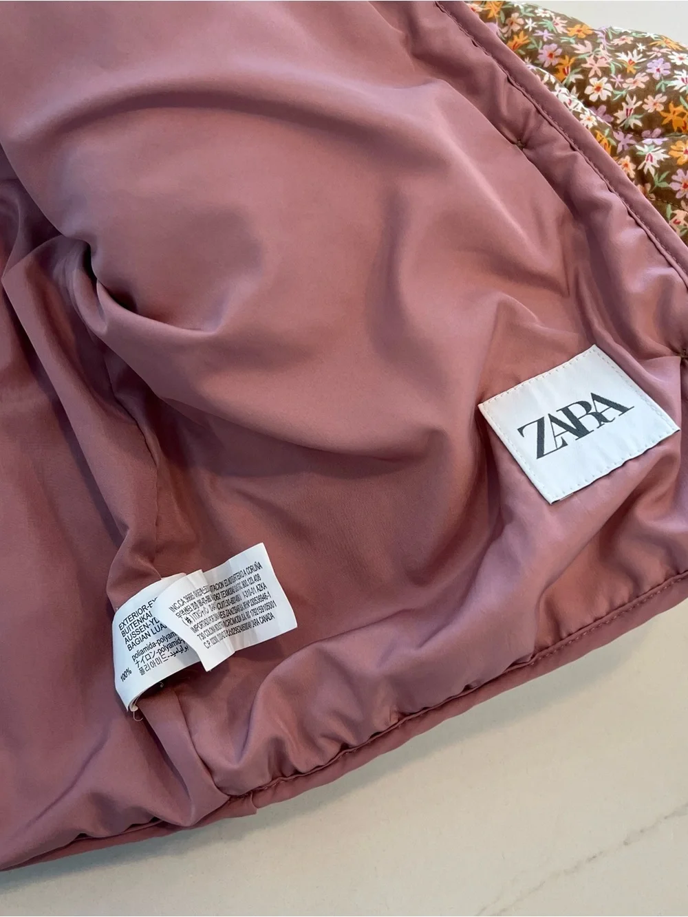 ZARA KIDS Floral Quilted Puffer Jacket - Size 1 1/2 Years
